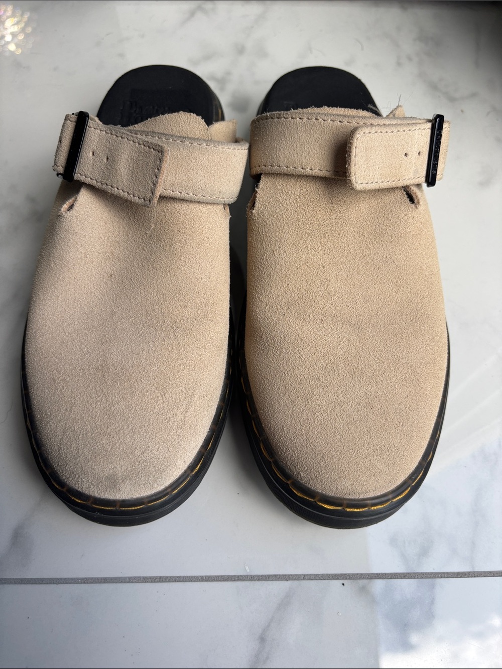 Dr. Martens Carlson Suede Slingback Mules - Sand Tan Size 7W / 6M
